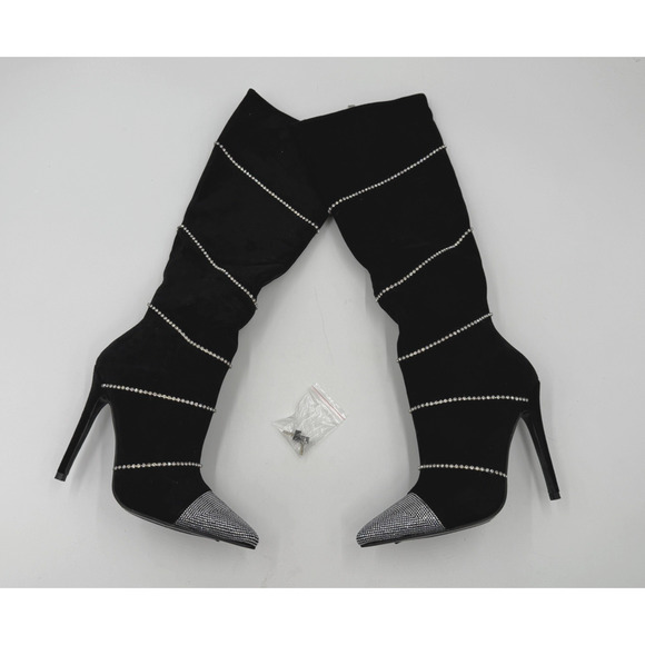 Lauren Lorraine Shoes - Lauren Lorraine Womens Boots Beyonce Black Rhinestones Knee Size 6.5 Statement